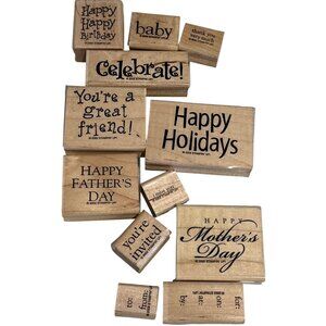 Stampin Up! All Year Cheer II Rubber Stamps Set Of 12 For Crafting & Scrapbookin